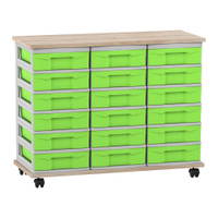 Flexeo® Fahrbares Containersystem mit Ablage, 18 kleine Boxen