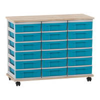 Flexeo® Fahrbares Containersystem mit Ablage, 18 kleine Boxen
