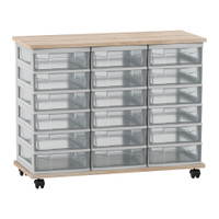 Flexeo® Fahrbares Containersystem mit Ablage, 18 kleine Boxen