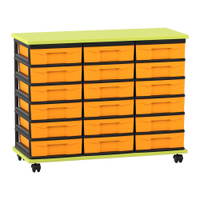 Flexeo® Fahrbares Containersystem mit Ablage, 18 kleine Boxen