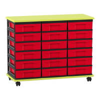 Flexeo® Fahrbares Containersystem mit Ablage, 18 kleine Boxen
