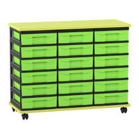 Flexeo® Fahrbares Containersystem mit Ablage, 18 kleine Boxen