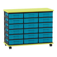 Flexeo® Fahrbares Containersystem mit Ablage, 18 kleine Boxen