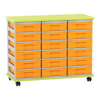 Flexeo® Fahrbares Containersystem mit Ablage, 18 kleine Boxen
