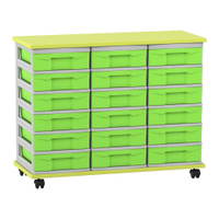 Flexeo® Fahrbares Containersystem mit Ablage, 18 kleine Boxen