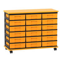 Flexeo® Fahrbares Containersystem mit Ablage, 18 kleine Boxen