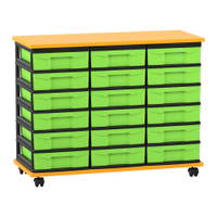 Flexeo® Fahrbares Containersystem mit Ablage, 18 kleine Boxen