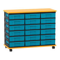 Flexeo® Fahrbares Containersystem mit Ablage, 18 kleine Boxen