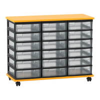 Flexeo® Fahrbares Containersystem mit Ablage, 18 kleine Boxen