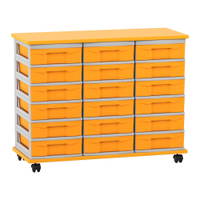 Flexeo® Fahrbares Containersystem mit Ablage, 18 kleine Boxen