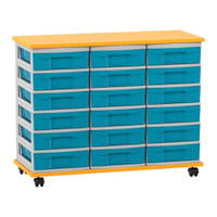 Flexeo® Fahrbares Containersystem mit Ablage, 18 kleine Boxen