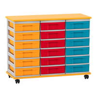 Flexeo® Fahrbares Containersystem mit Ablage, 18 kleine Boxen