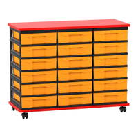Flexeo® Fahrbares Containersystem mit Ablage, 18 kleine Boxen
