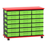 Flexeo® Fahrbares Containersystem mit Ablage, 18 kleine Boxen