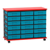 Flexeo® Fahrbares Containersystem mit Ablage, 18 kleine Boxen