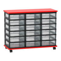 Flexeo® Fahrbares Containersystem mit Ablage, 18 kleine Boxen