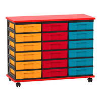 Flexeo® Fahrbares Containersystem mit Ablage, 18 kleine Boxen