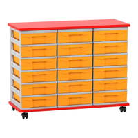 Flexeo® Fahrbares Containersystem mit Ablage, 18 kleine Boxen