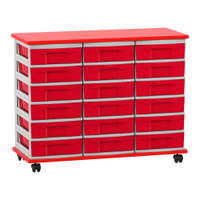 Flexeo® Fahrbares Containersystem mit Ablage, 18 kleine Boxen