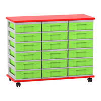 Flexeo® Fahrbares Containersystem mit Ablage, 18 kleine Boxen