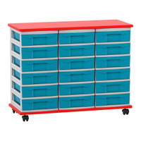 Flexeo® Fahrbares Containersystem mit Ablage, 18 kleine Boxen