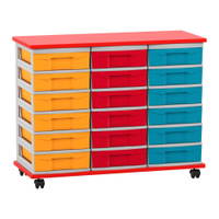 Flexeo® Fahrbares Containersystem mit Ablage, 18 kleine Boxen