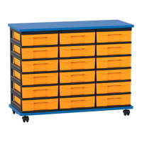 Flexeo® Fahrbares Containersystem mit Ablage, 18 kleine Boxen