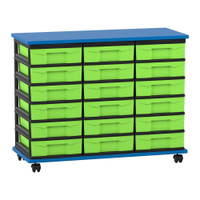 Flexeo® Fahrbares Containersystem mit Ablage, 18 kleine Boxen