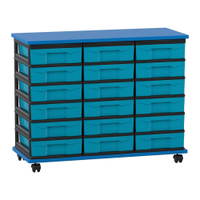Flexeo® Fahrbares Containersystem mit Ablage, 18 kleine Boxen