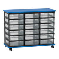 Flexeo® Fahrbares Containersystem mit Ablage, 18 kleine Boxen