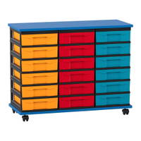 Flexeo® Fahrbares Containersystem mit Ablage, 18 kleine Boxen