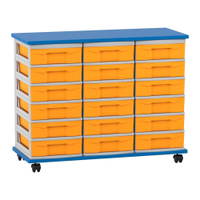 Flexeo® Fahrbares Containersystem mit Ablage, 18 kleine Boxen