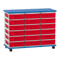 Flexeo® Fahrbares Containersystem mit Ablage, 18 kleine Boxen