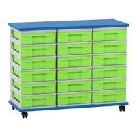 Flexeo® Fahrbares Containersystem mit Ablage, 18 kleine Boxen