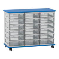 Flexeo® Fahrbares Containersystem mit Ablage, 18 kleine Boxen