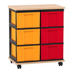Flexeo® Fahrbares Containersystem mit Ablage, 6 große Boxen - 815007 P01