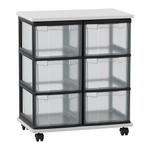 Flexeo® Fahrbares Containersystem mit Ablage, 6 große Boxen