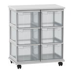 Flexeo® Fahrbares Containersystem mit Ablage, 6 große Boxen