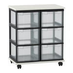 Flexeo® Fahrbares Containersystem mit Ablage, 6 große Boxen