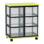 Flexeo® Fahrbares Containersystem mit Ablage, 6 große Boxen