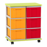Flexeo® Fahrbares Containersystem mit Ablage, 6 große Boxen