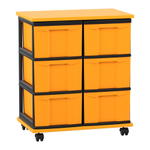 Flexeo® Fahrbares Containersystem mit Ablage, 6 große Boxen