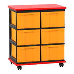 Flexeo® Fahrbares Containersystem mit Ablage, 6 große Boxen