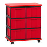 Flexeo® Fahrbares Containersystem mit Ablage, 6 große Boxen