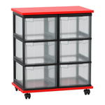Flexeo® Fahrbares Containersystem mit Ablage, 6 große Boxen