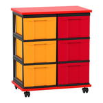 Flexeo® Fahrbares Containersystem mit Ablage, 6 große Boxen