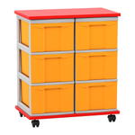 Flexeo® Fahrbares Containersystem mit Ablage, 6 große Boxen