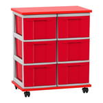 Flexeo® Fahrbares Containersystem mit Ablage, 6 große Boxen