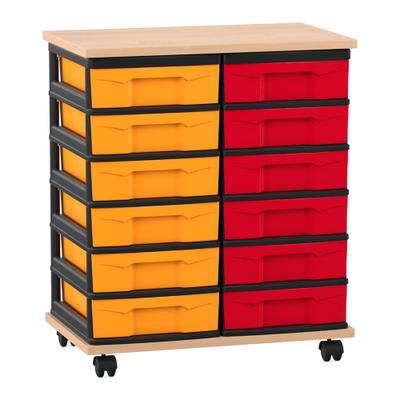 Flexeo® Fahrbares Containersystem mit Ablage, 12 kleine Boxen