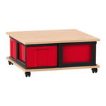 Flexeo® Fahrbares Containersystem mit Ablage, 4 große Boxen